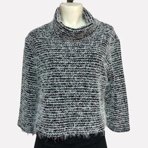 JOSEPH Ribkoff Black & White Cowl Neck Sweater Top Size 10